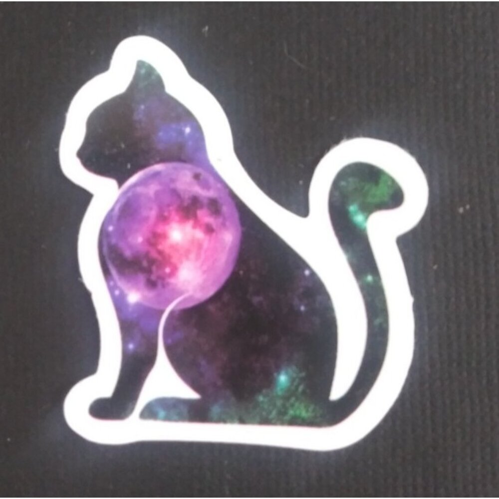10/$10 Beautiful Galaxy Night Sky Kitty Cat Sticker 1.58" x 1.5" (Q)